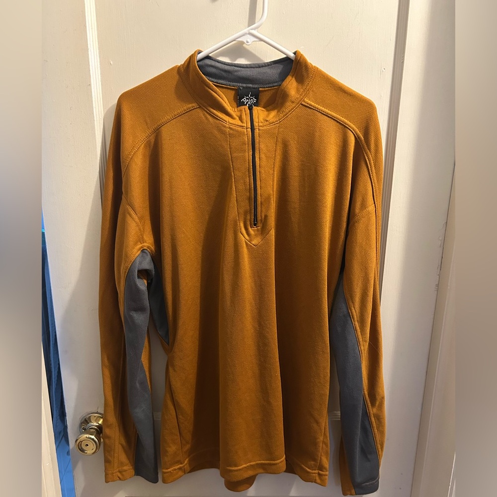 Prana quarter zip lightweight pullover gold and gray two tone active Men’s XL‎
